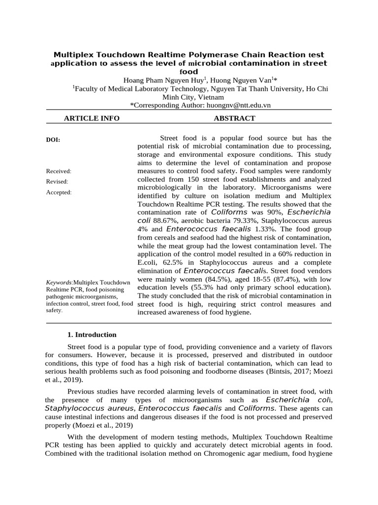 Full Text. Multiplex Touchdown Realtime Polymerase Chain Reaction Test ...
