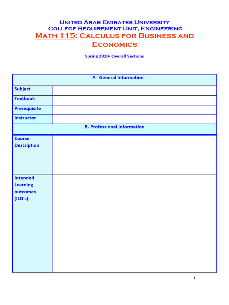Calculus for Business and Economics Course | PDF | Mathematics | Integral