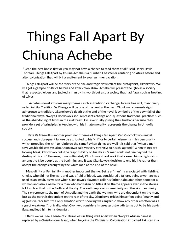 Themes in Things Fall Apart Explained | PDF