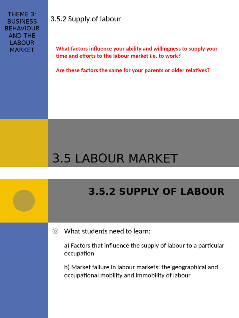 Factors Influencing Labour Supply | PDF | Labour Economics | Supply ...