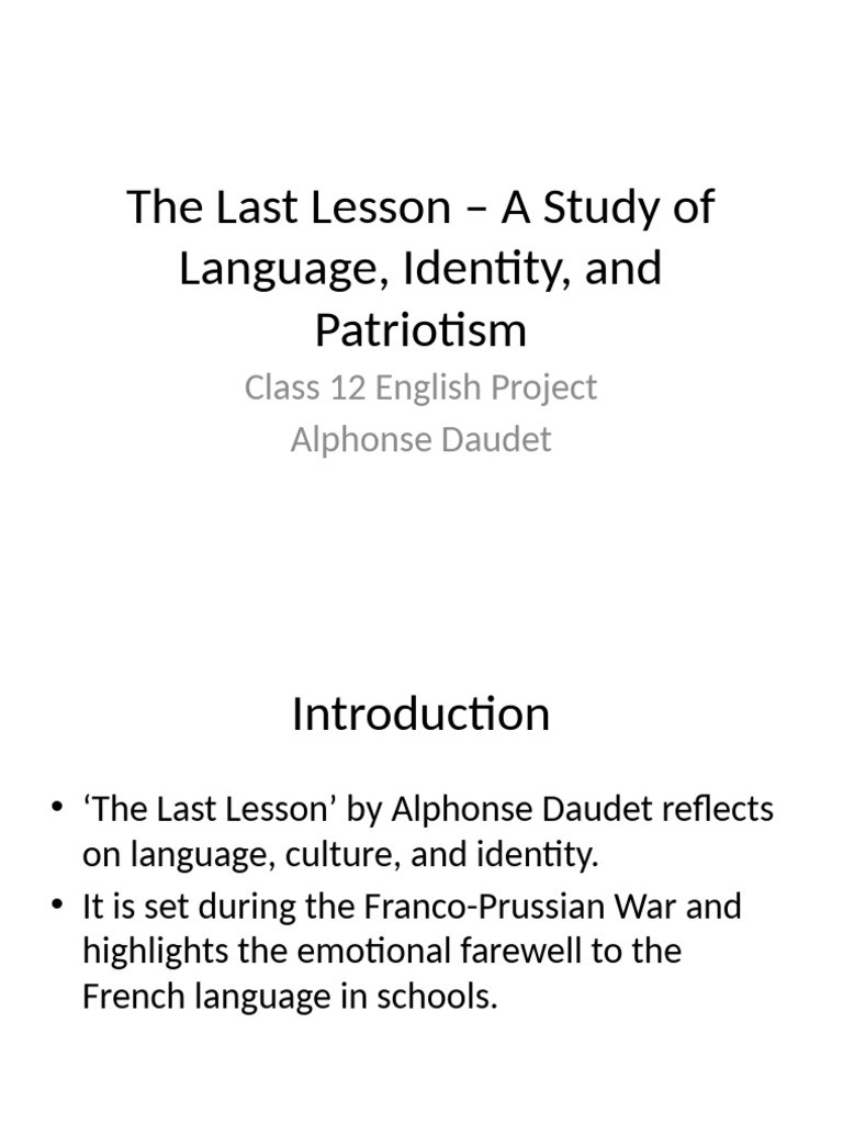 The Last Lesson: Language and Identity | PDF