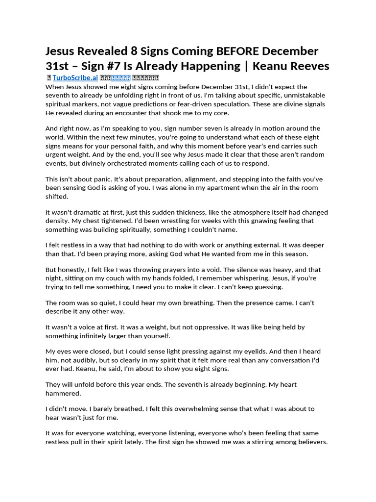 Jesus Revealed 8 Signs Coming BEFORE December 31st - Sign #7 Is Already ...