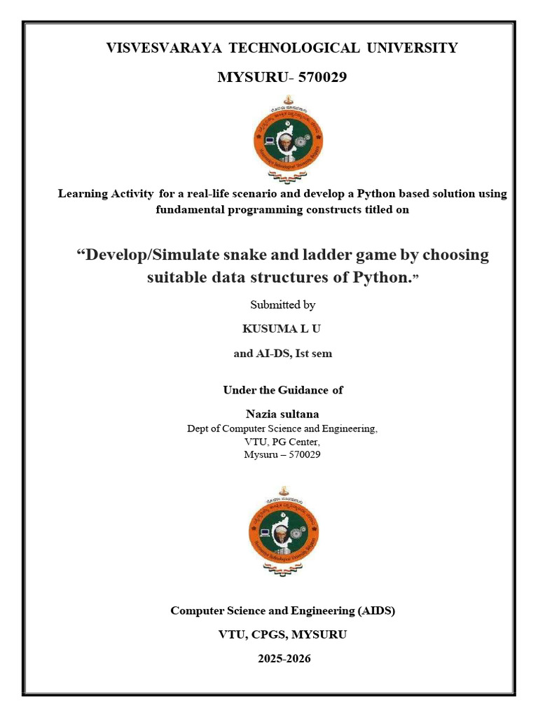 Python Snake and Ladder Game Simulation | PDF | Python (Programming ...