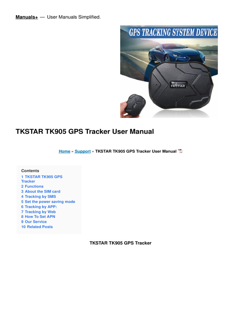 TKSTAR TK905 GPS Tracker Manual | PDF | Global Positioning System
