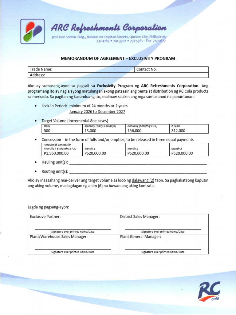 Moa For Exclusivity | PDF