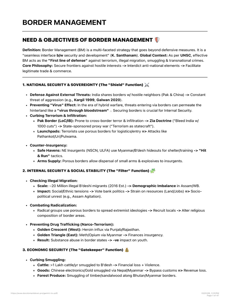 Need & Objectives of Border Management | PDF | Smuggling