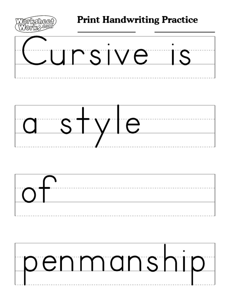 WorksheetWorks Print Handwriting Practice 1 | PDF