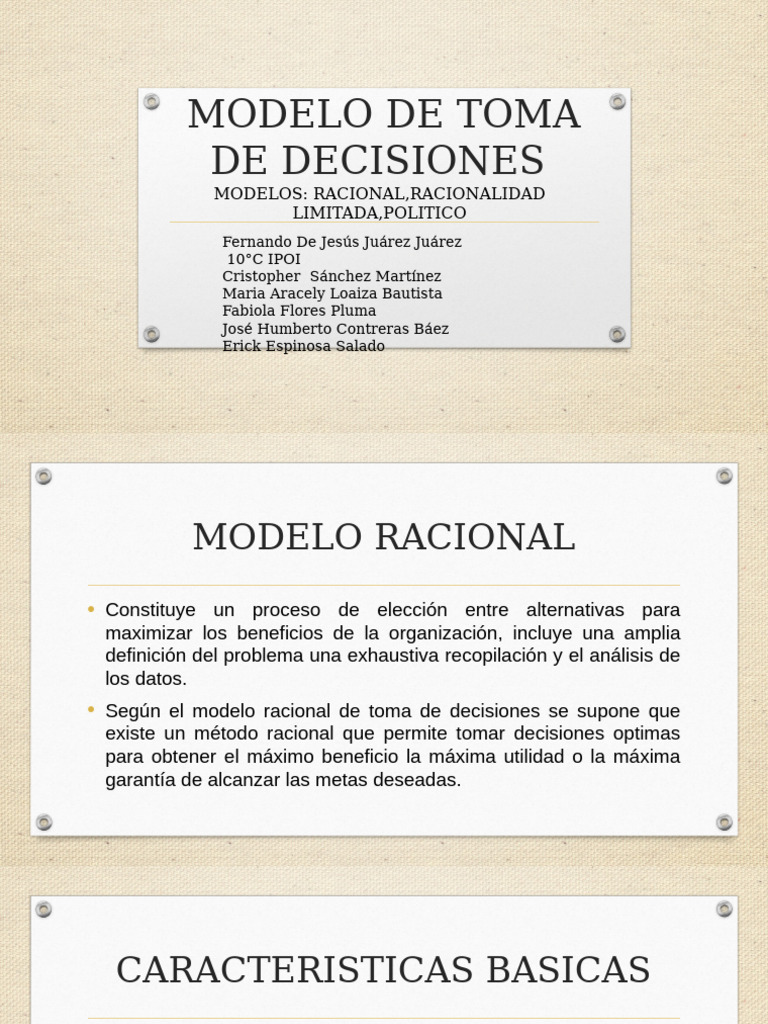 Modelos de Toma de Decisiones: Racional y Político | PDF | Toma de ...