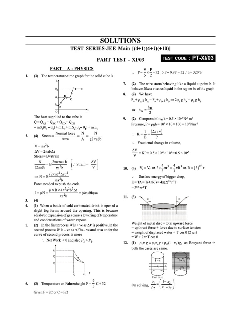 3 Part Test XI Sol | PDF
