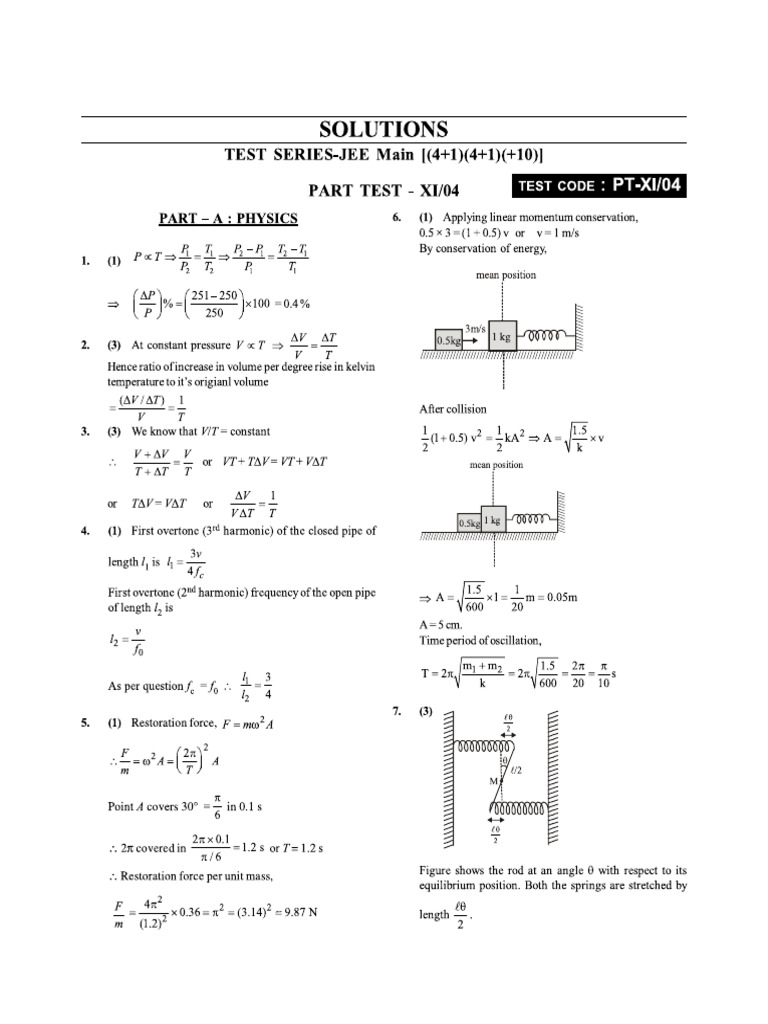 4 Part Test XI Sol | PDF