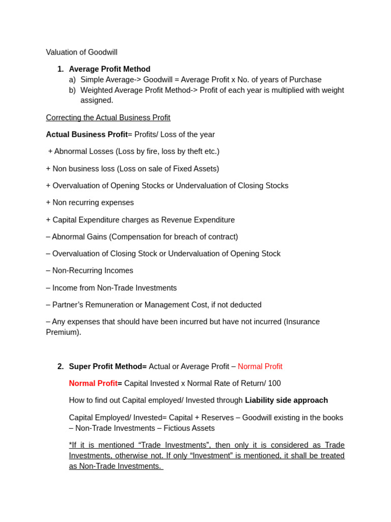 Goodwill Valuation Methods Explained | PDF
