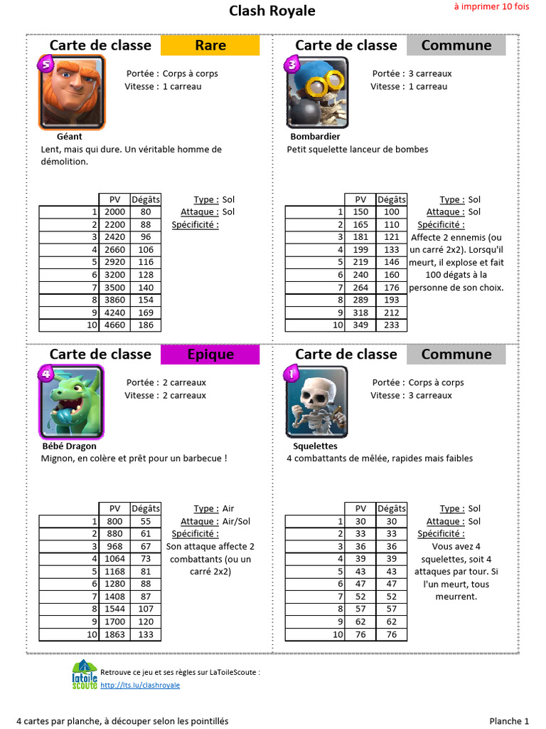 Statistiques des cartes Clash Royale | PDF