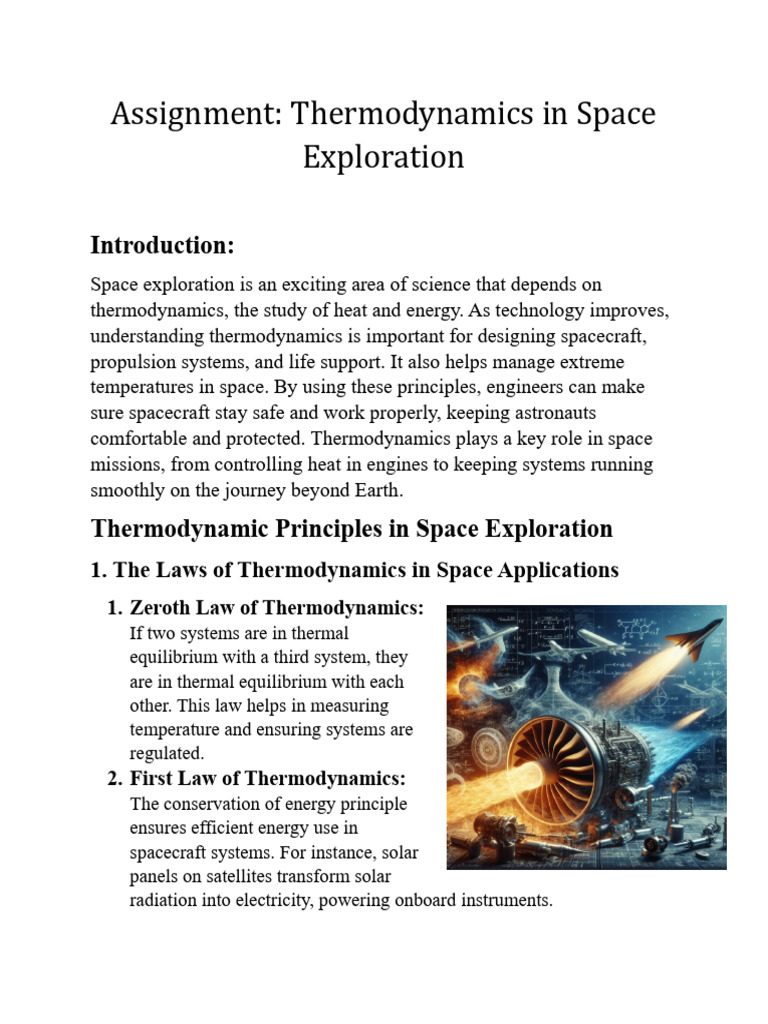Thermodynamics in Space Exploration | PDF | Spacecraft Propulsion ...