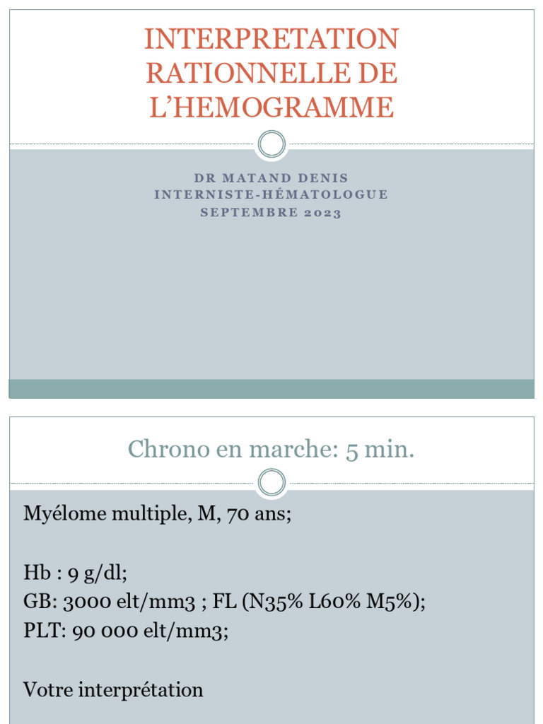 Interprétation de l'Hémogramme en Médecine | PDF | Spécialités ...