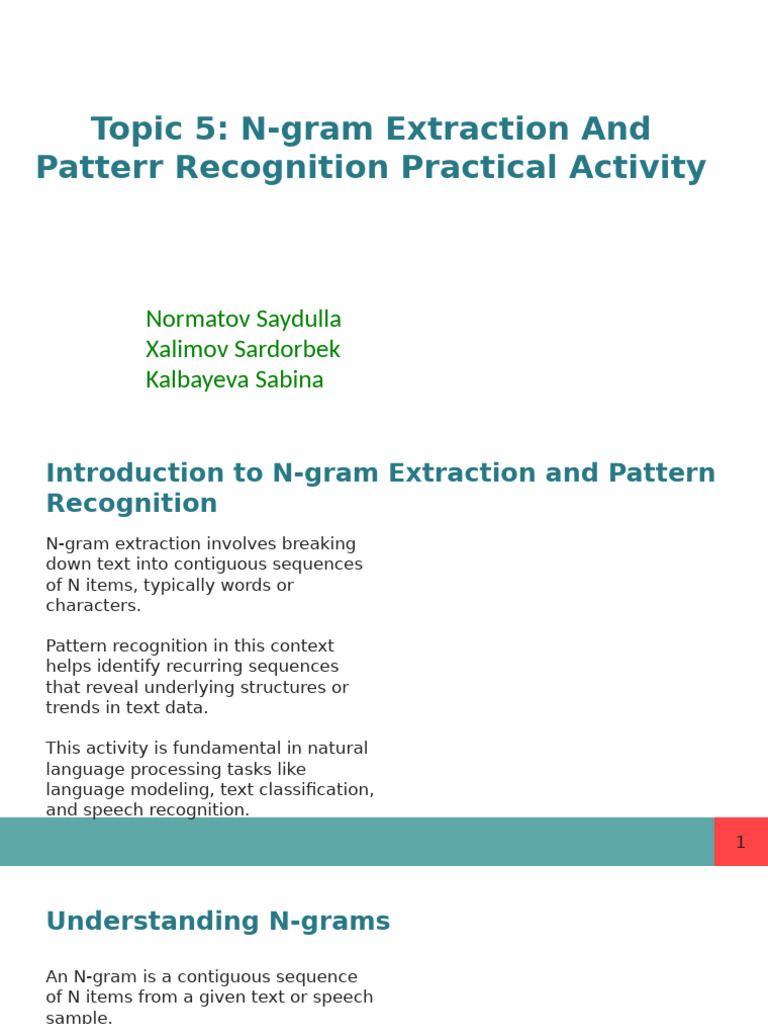 N-gram Extraction & Pattern Recognition | PDF | Pattern Recognition ...