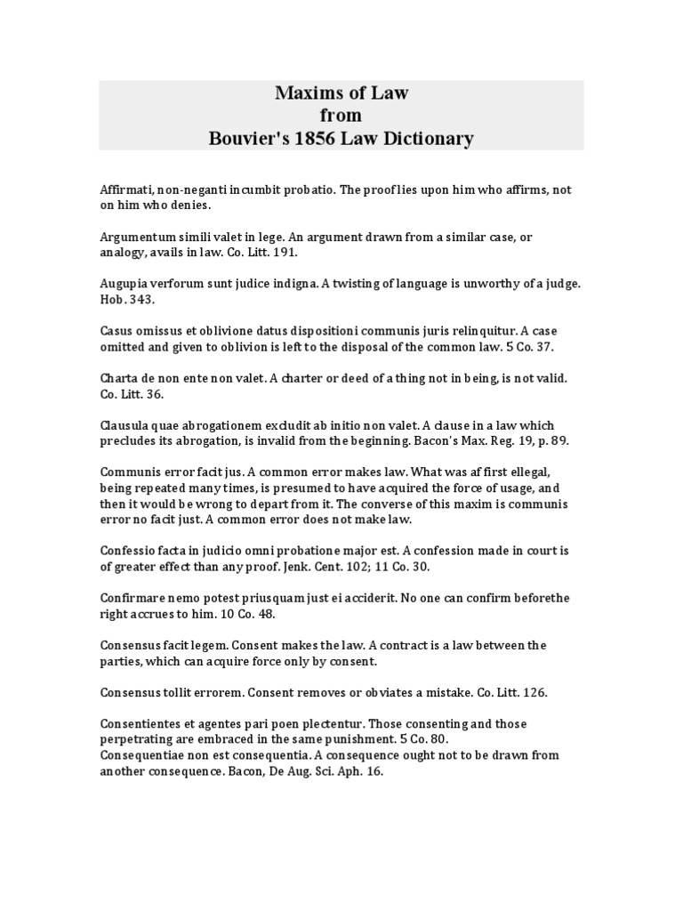 Maxims of Law Jurisprudence Legal Concepts