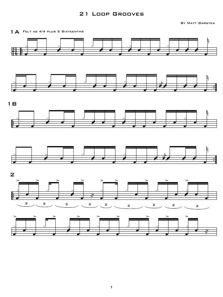21 Unique Loop Grooves for Drumming | PDF | Multiple Births | Mammalian ...