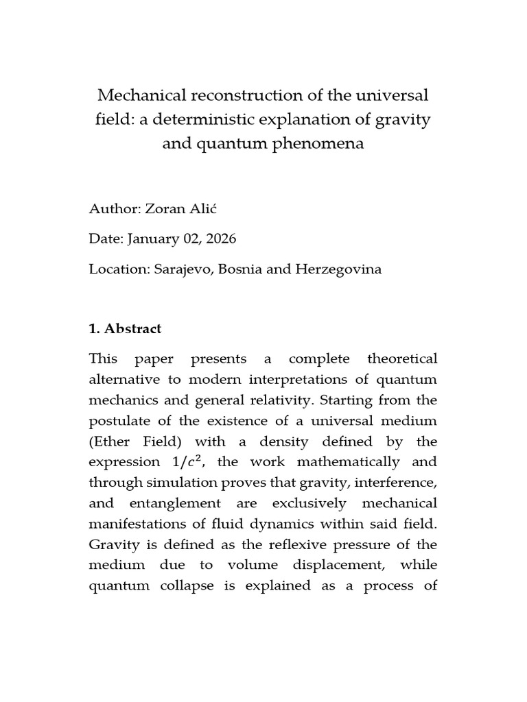 Mechanical Model of Gravity and Quantum | PDF | Force | Physics
