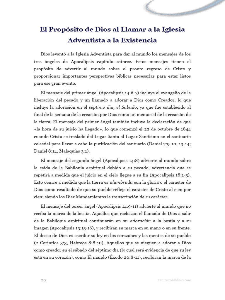 Propósito de la Iglesia Adventista | PDF | Sola Fide | Cristo (título)