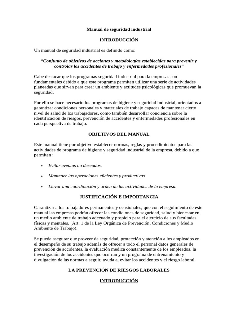 Manual de Seguridad Industrial y Prevención | PDF | Valores