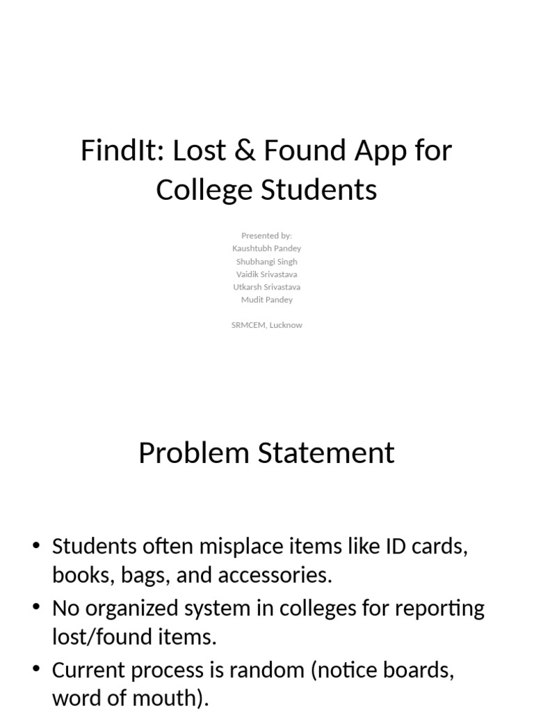 FindIt: College Lost & Found App | PDF