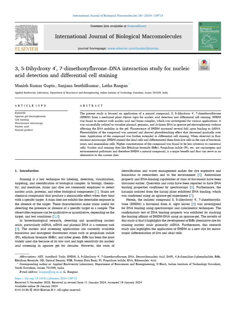 DHDM Flavonoid for DNA Detection & Staining | PDF | Agarose Gel ...