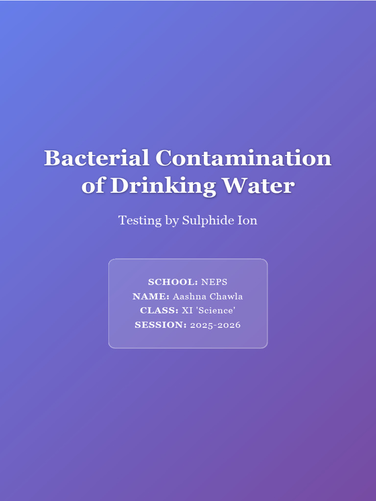 Testing Bacterial Contamination in Water | PDF | Water | Hydrogen