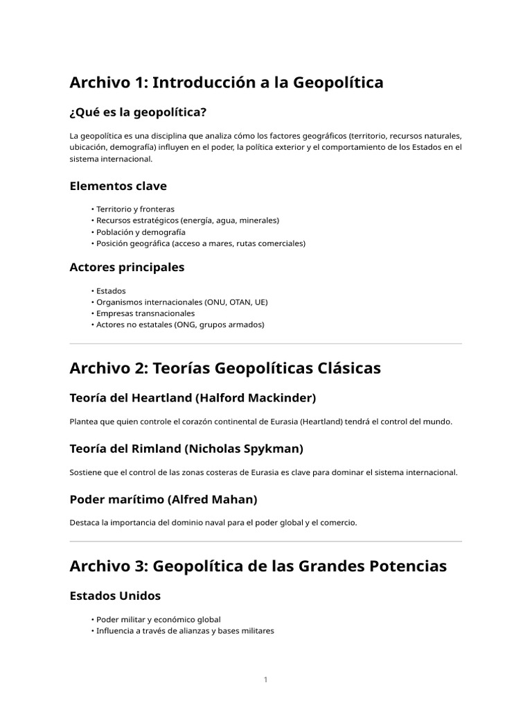 Geopolítica: Claves y Teorías Esenciales | PDF