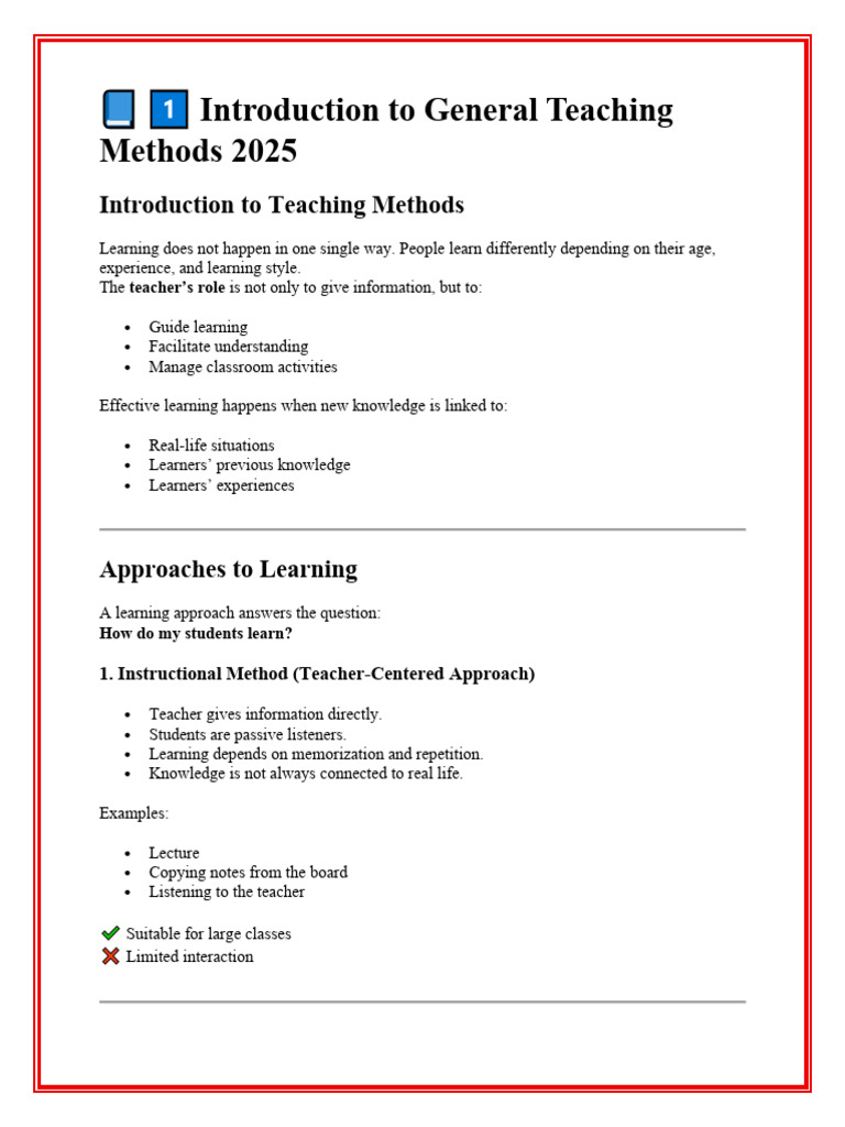 Effective Teaching Methods Overview | PDF | Learning | Teaching Method