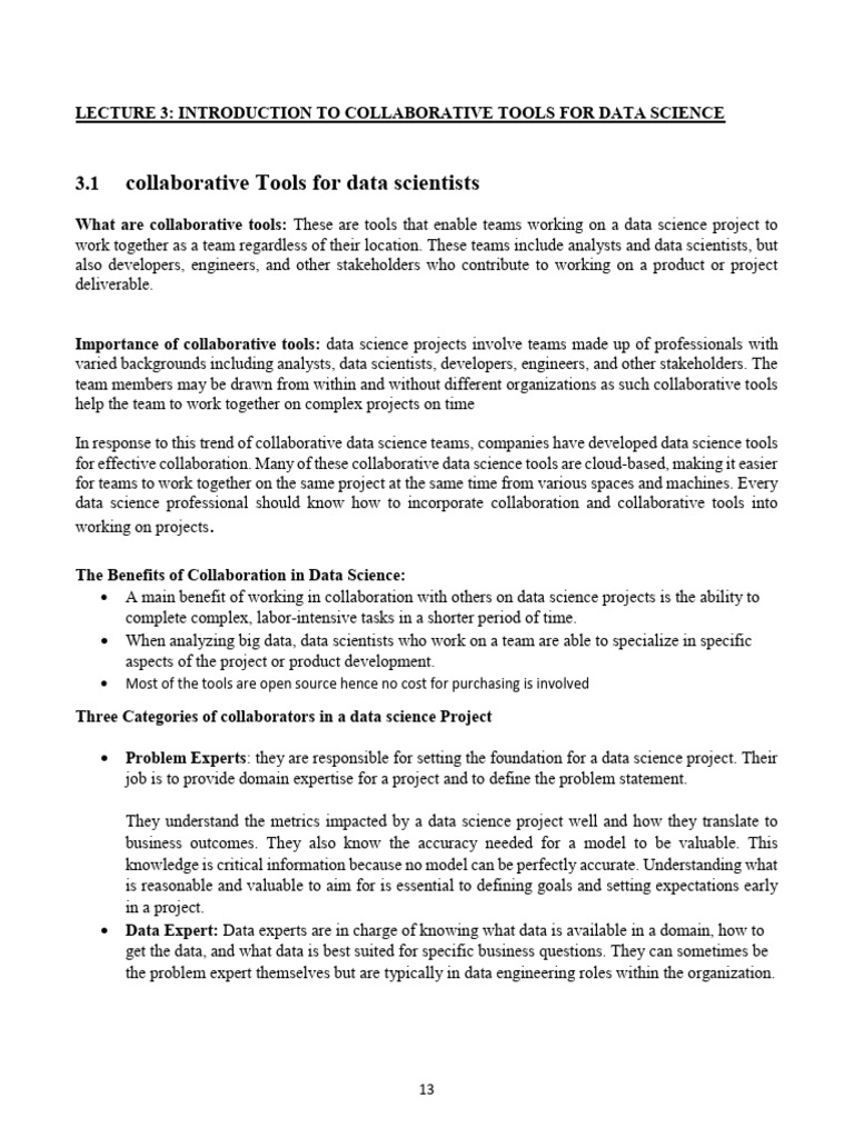 Collaborative Tools in Data Science | PDF | World Wide Web | Internet & Web