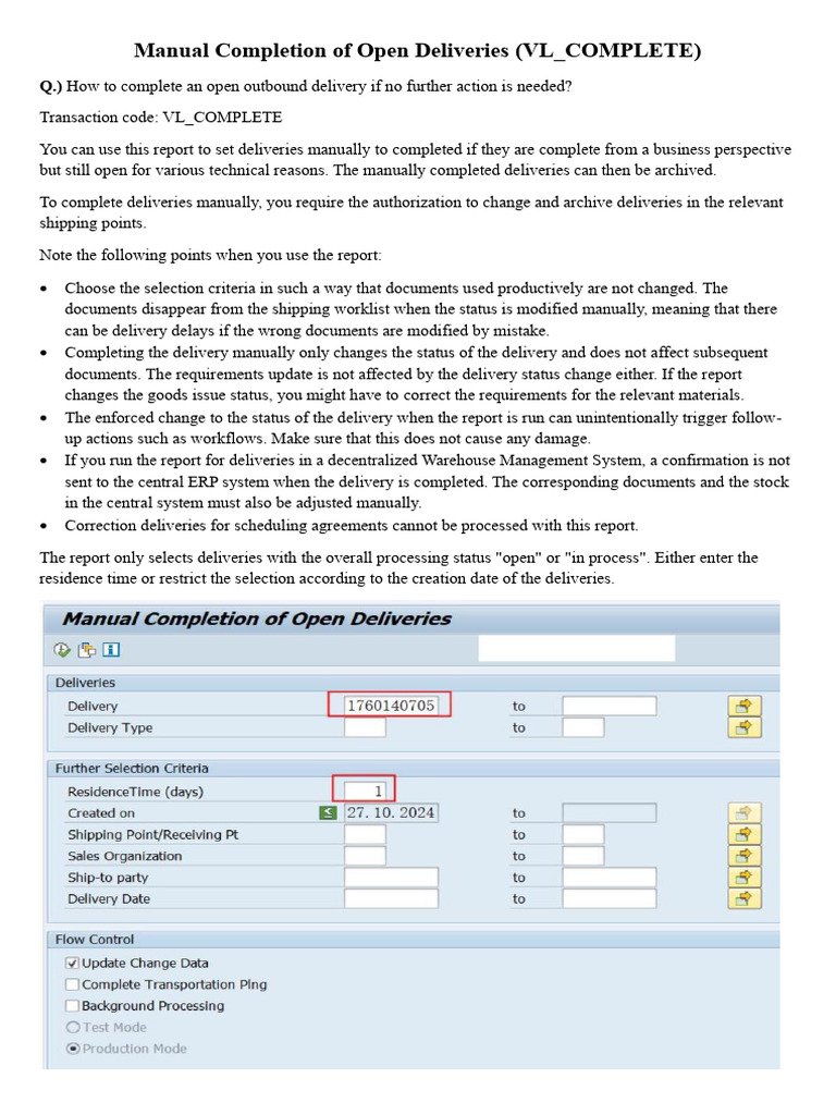 Complete Open Deliveries Manually | PDF