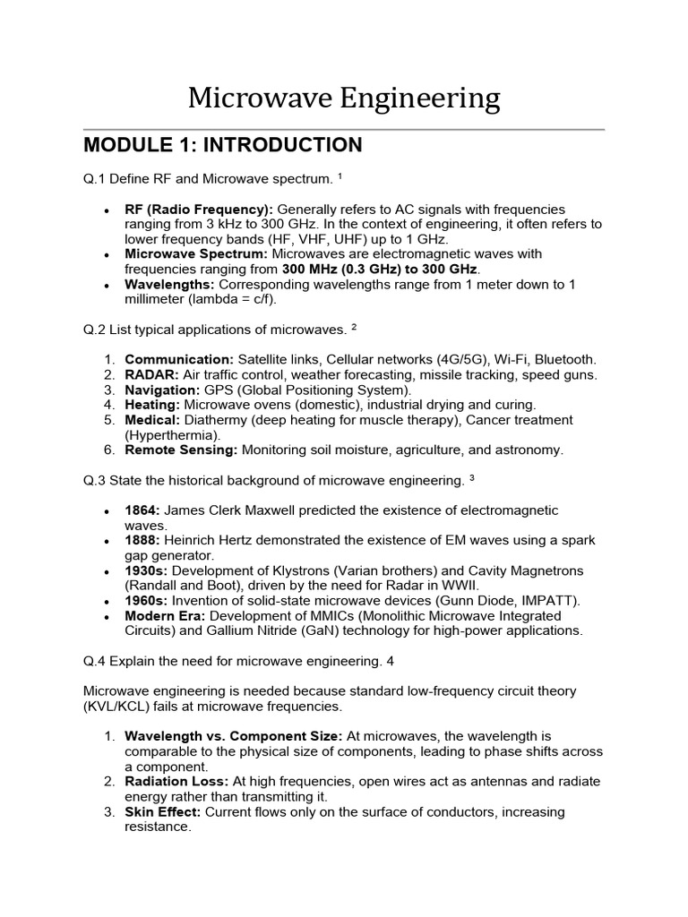Introduction to Microwave Engineering | PDF | Microwave | Vacuum Tube