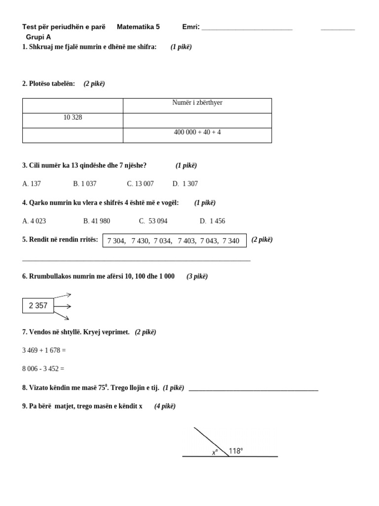 Test Mat 5 p1 | PDF