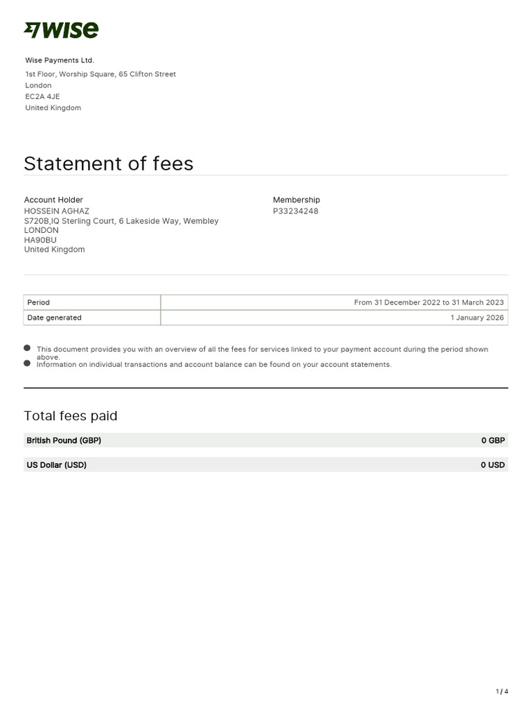 Fee Statement (3) | PDF | Fee | Debit Card