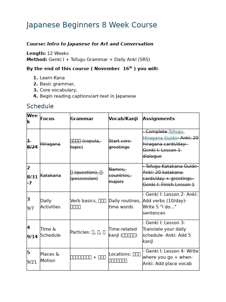 Intro To Japanese For Art and Conversation | PDF | Japanese Language ...