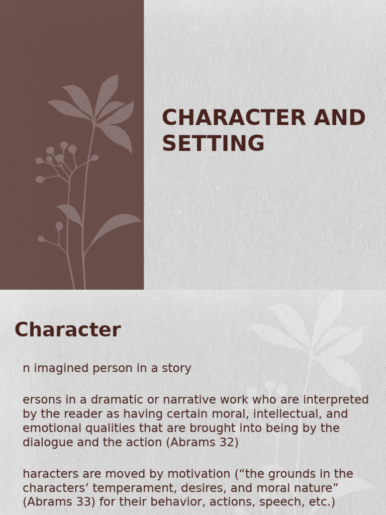 Characterization and Setting Explained | PDF