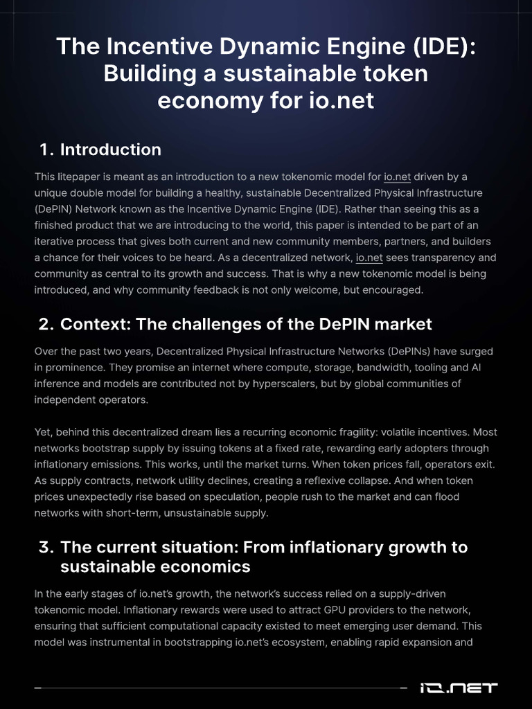 Ionet Tokenomics Litepaper | PDF | Supply Chain | Infrastructure