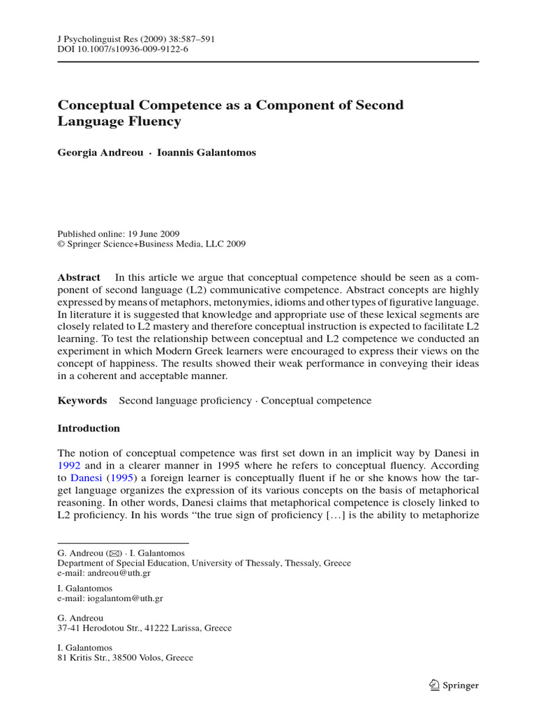 Conceptual Competence in L2 Fluency | PDF | Second Language | Vocabulary