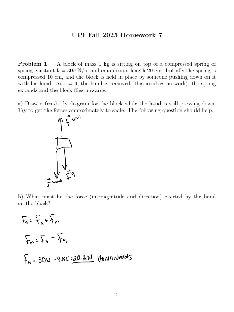 UPI Fall 2025 Physics Homework 7 | PDF | Force | Friction