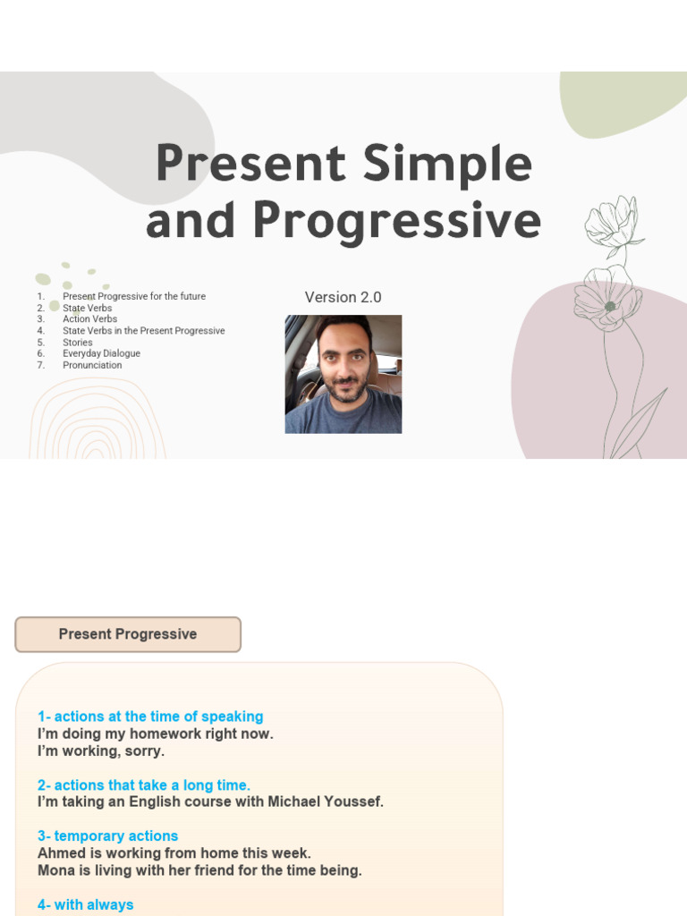 Present Progressive Grammar Guide | PDF