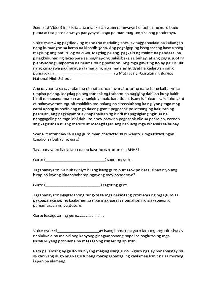 Script Ducumentaryo. | PDF