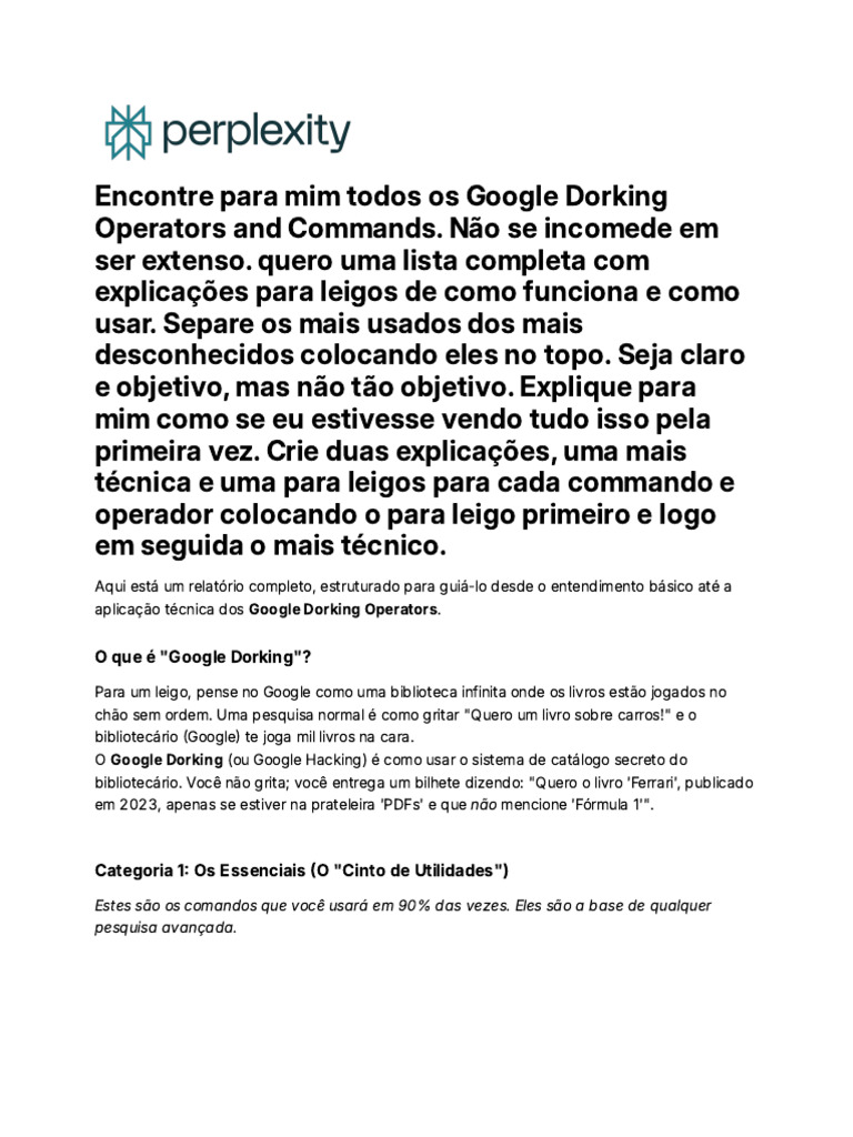 Guia Completo de Google Dorking | PDF | Internet | Rede mundial de ...