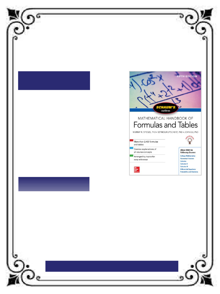 Schaum's Outline - Mathematical Handbook of Formulas and Tables 5th ...