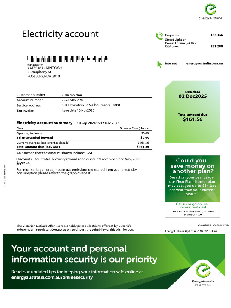 Australian Utility Bill | PDF | Invoice | Energy Economics
