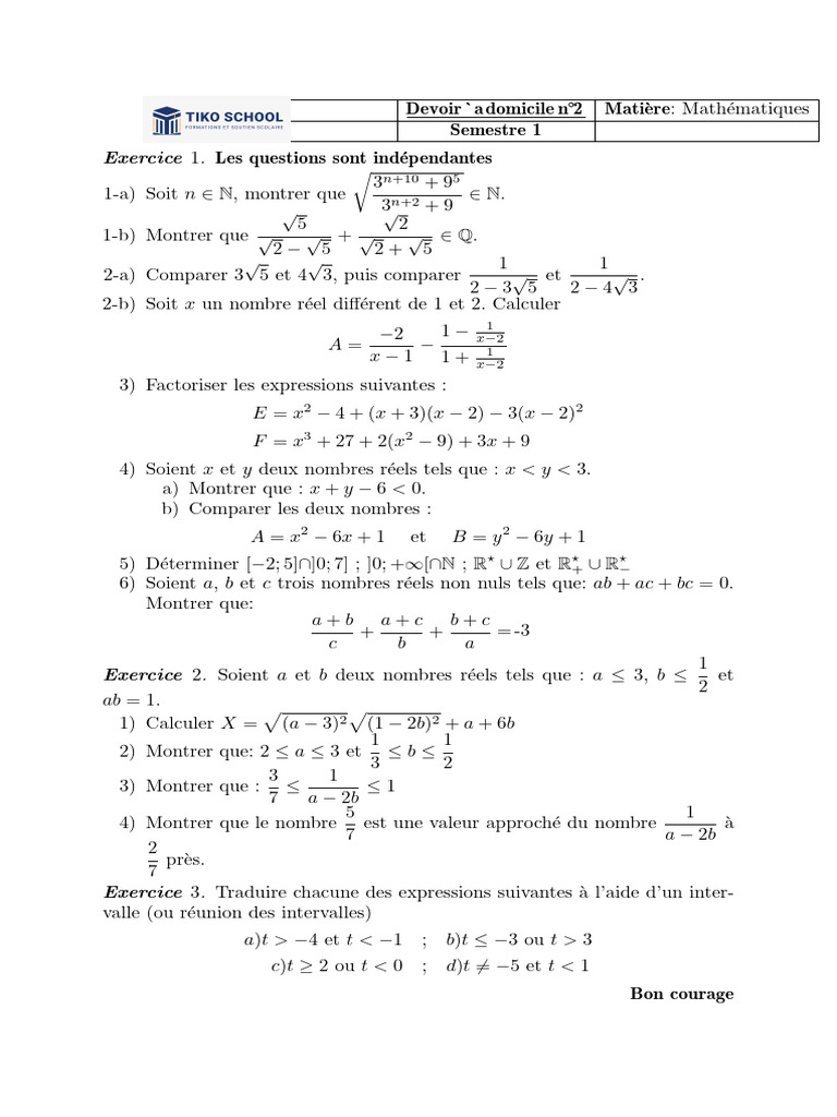 Exercices de mathématiques pour TCSF | PDF | Mathématiques
