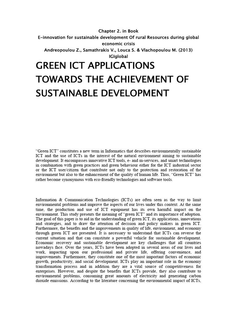 Green ICT for Sustainable Development | PDF | Sustainability | Waste ...