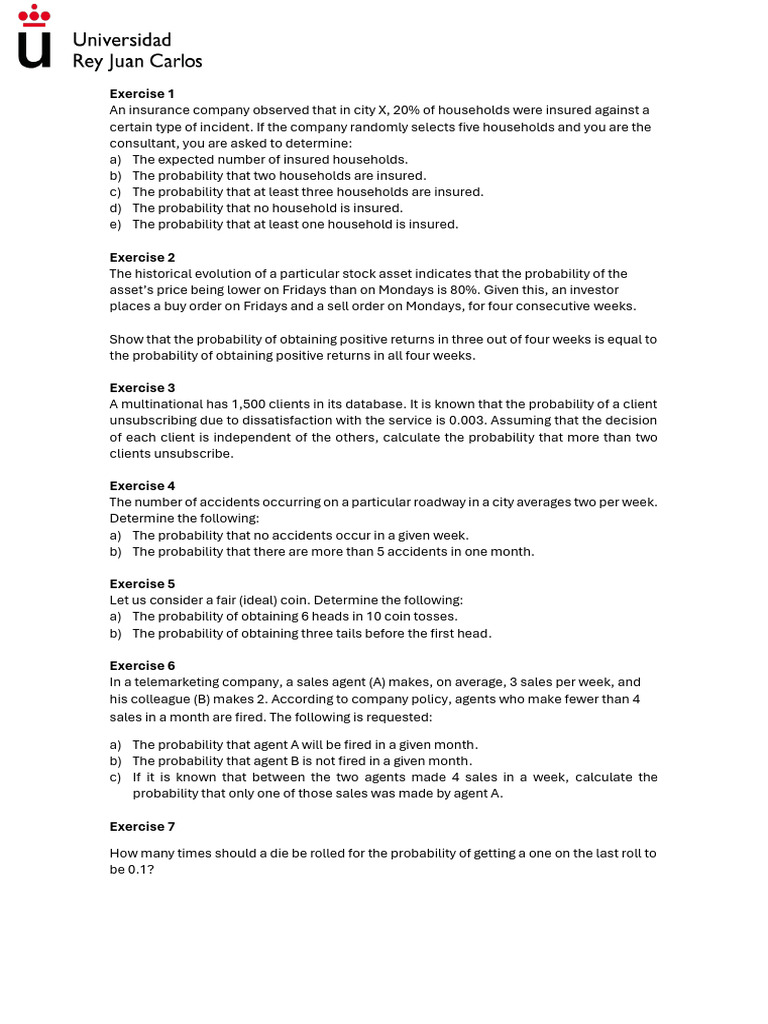 Probability Distributions Worksheet Exercises | PDF | Variance ...