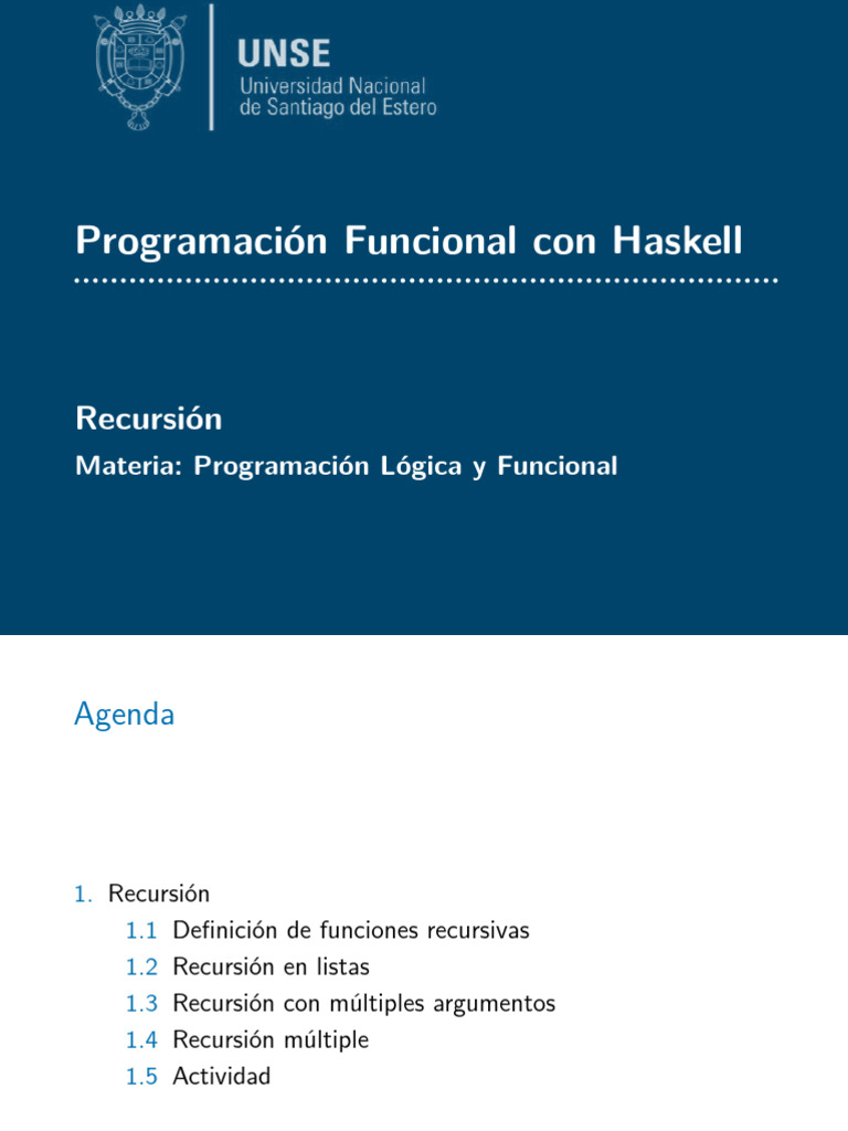Recursión en Haskell: Funciones y Ejemplos | PDF | Recursividad ...