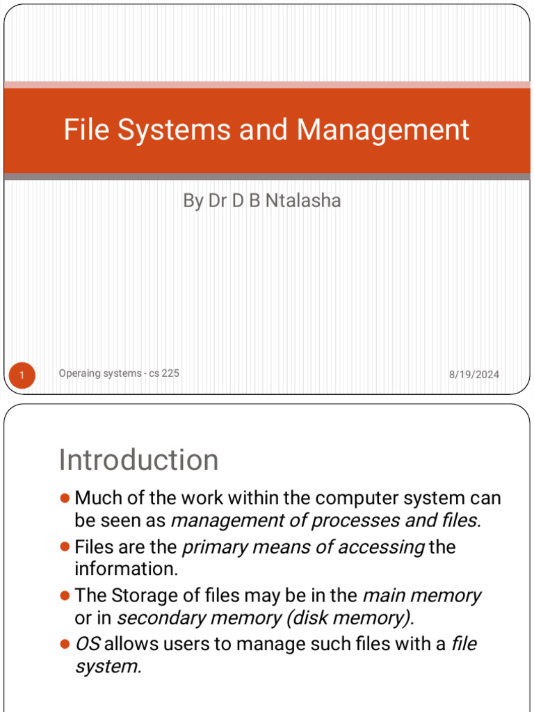 File Systems and Management Overview | PDF | Computer Data Storage ...