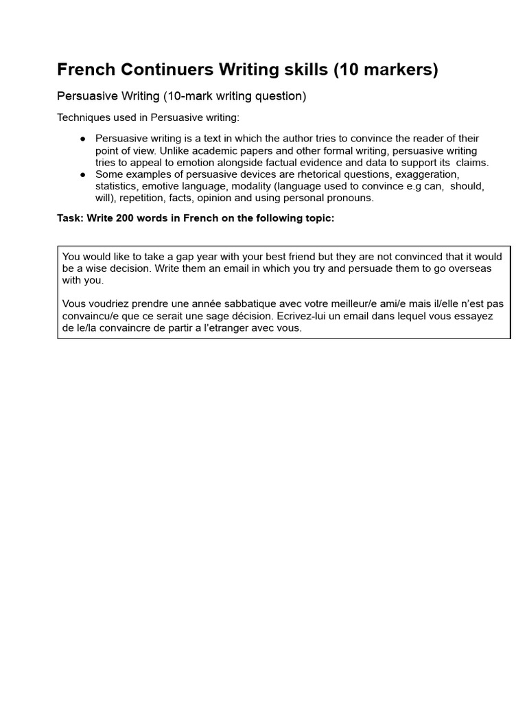 French Persuasive Writing Techniques | PDF | Linguistic Morphology ...